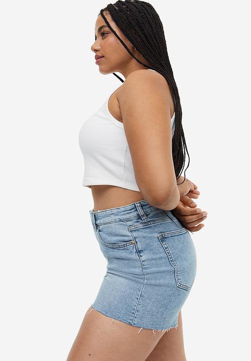 H&M - High denim shorts - light denim blue 