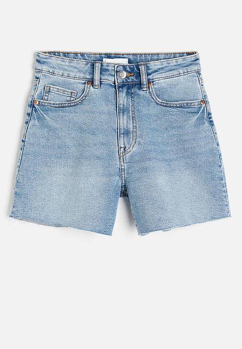 H&M - High denim shorts - light denim blue 