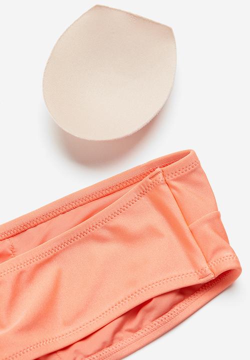 H&M - Padded bandeau bikini top - coral