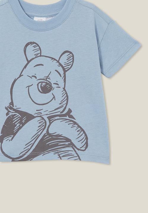 Cotton On - Andie drop shoulder tee lcn - lcn dis dusty blue/smiling winnie the pooh