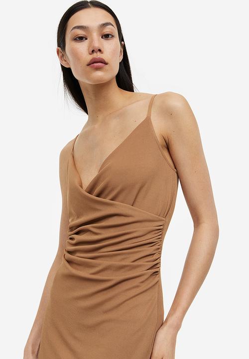 H&M - Draped jersey dress - dark beige