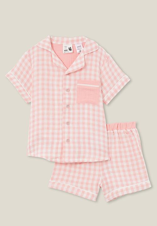 Cotton On - Amelia short sleeve pyjama set - coral dreams/gingham check