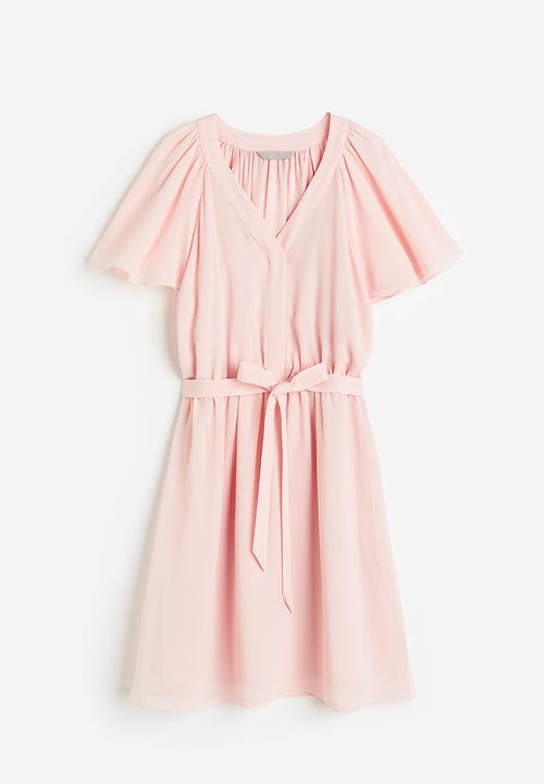 H&M - V-neck chiffon dress - pink