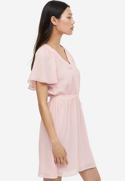 H&M - V-neck chiffon dress - pink