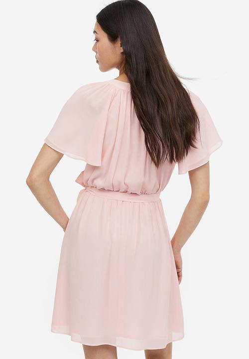 H&M - V-neck chiffon dress - pink