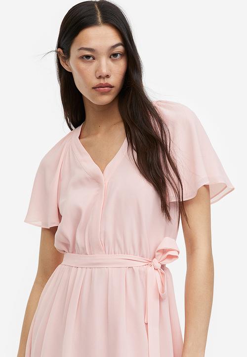 H&M - V-neck chiffon dress - pink