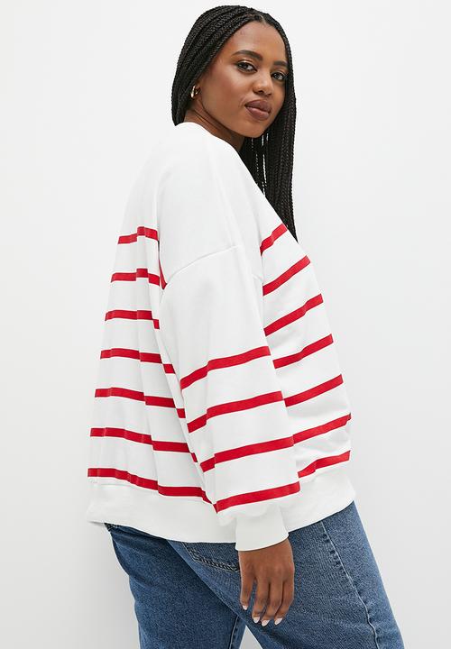 Superbalist - Stripe crew neck - red & white