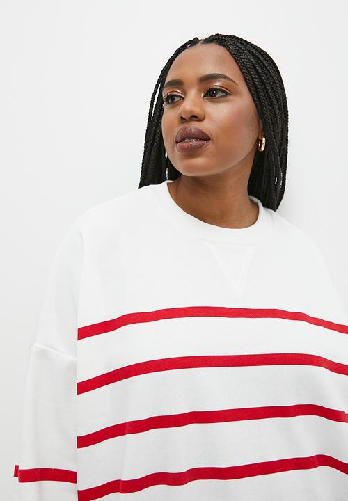 Superbalist - Stripe crew neck - red & white