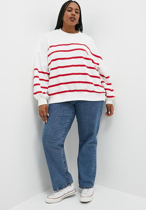Superbalist - Stripe crew neck - red & white