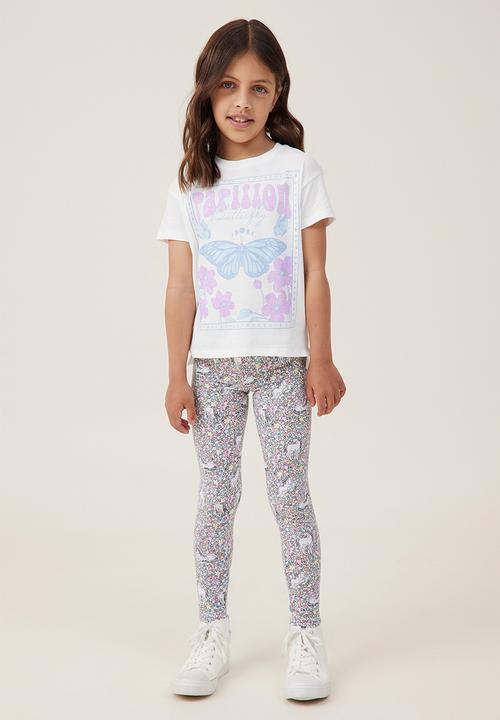 Cotton On - Huggie tights - white/unicorn garden