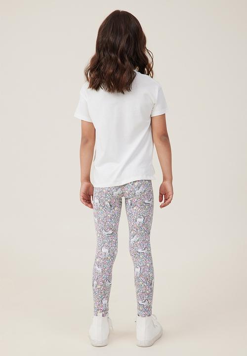 Cotton On - Huggie tights - white/unicorn garden
