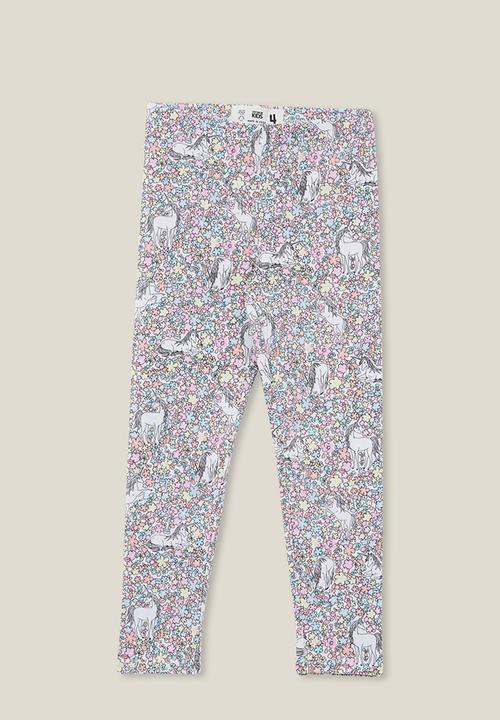 Cotton On - Huggie tights - white/unicorn garden