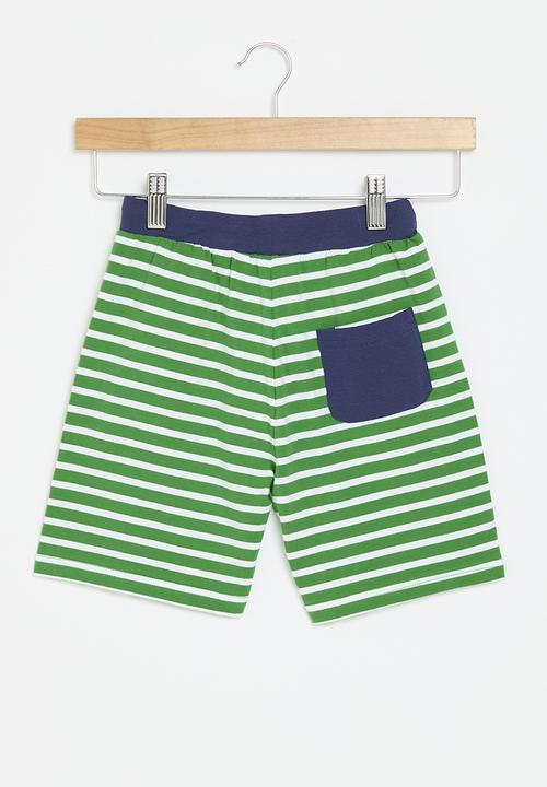 Pop Candy - Striped shorts - green and white