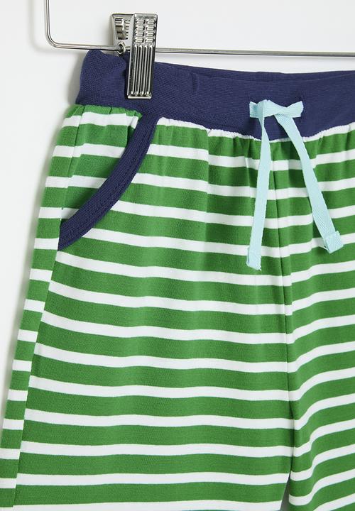 Pop Candy - Striped shorts - green and white