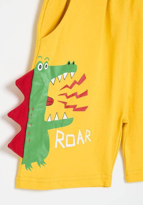 Pop Candy - Dino shorts - yellow & red