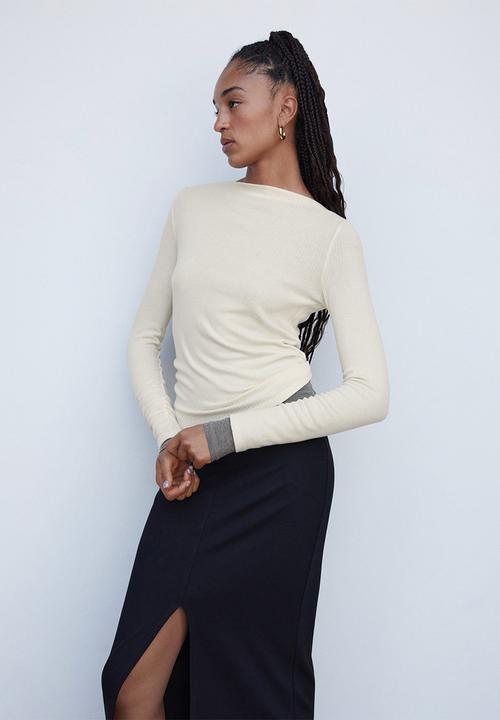 MANGO - T-shirt lilobar - light beige