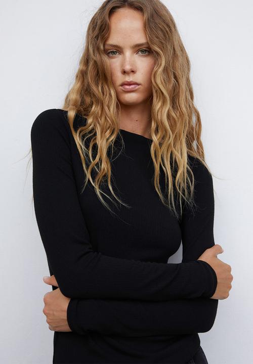 MANGO - T-shirt lilobar - black