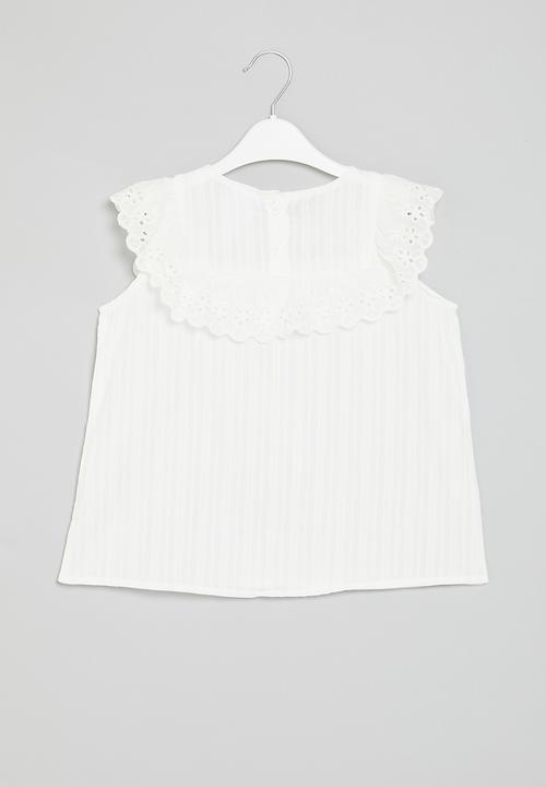 Pop Candy - Girls ruffled top - white