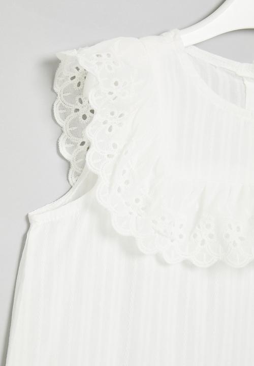 Pop Candy - Girls ruffled top - white