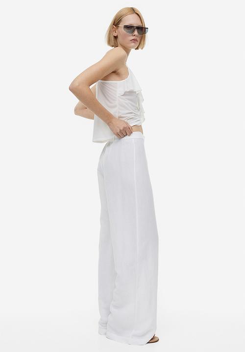 H&M - Wide linen-blend trousers - white