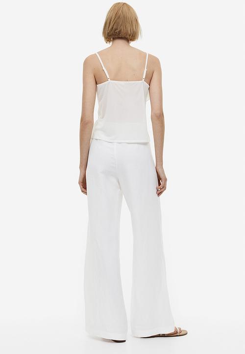 H&M - Wide linen-blend trousers - white