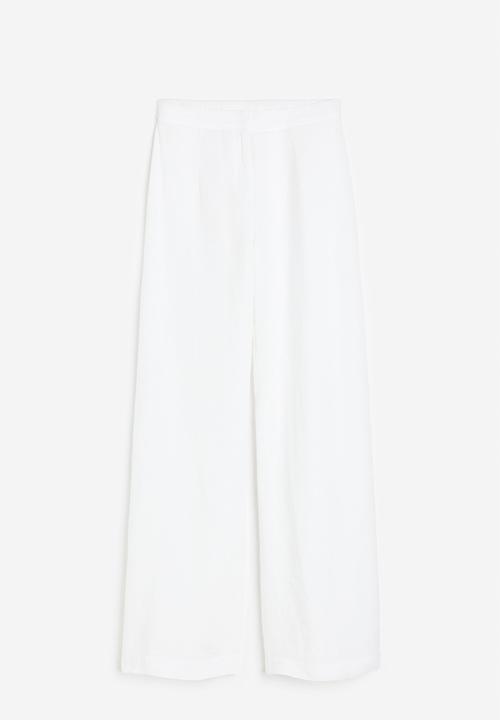 H&M - Wide linen-blend trousers - white
