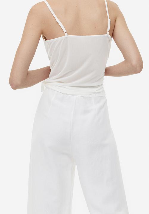 H&M - Wide linen-blend trousers - white