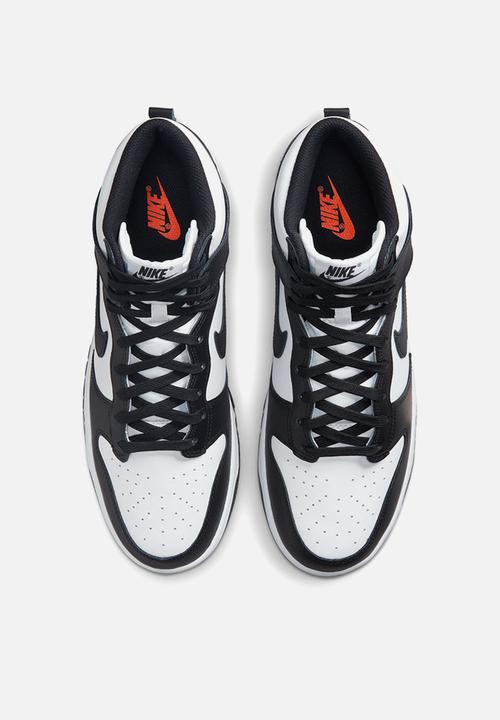 dunk high black white orange tab