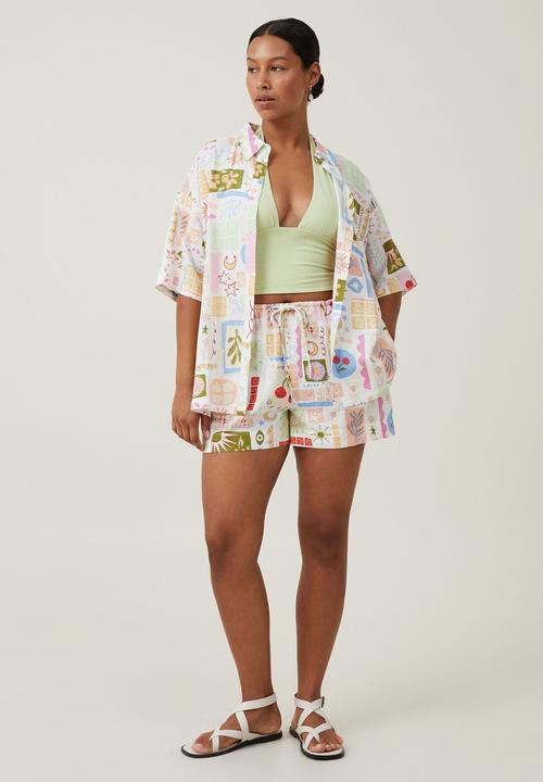 Cotton On - Haven Short Sleeve Shirt - Summer Solstice White