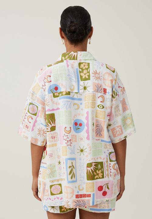 Cotton On - Haven Short Sleeve Shirt - Summer Solstice White