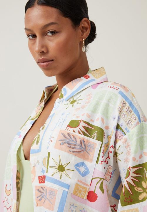 Cotton On - Haven Short Sleeve Shirt - Summer Solstice White