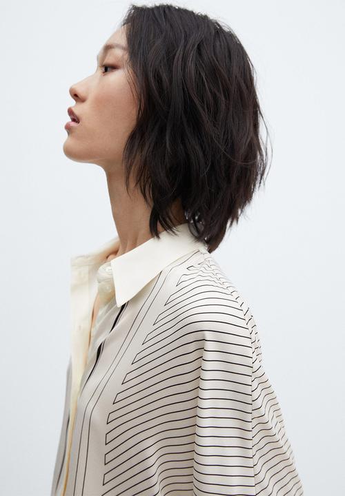MANGO - Shirt lineas - neutral
