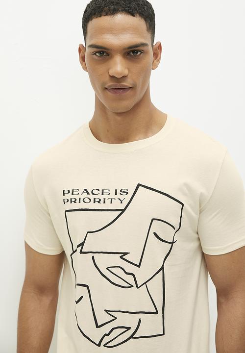 Superbalist - Peace priority graphic tee - ecru