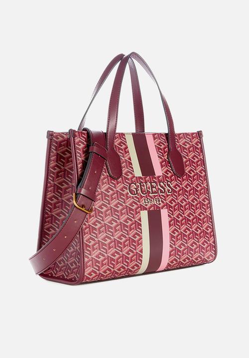 GUESS - Silvana 2 compartment tote - merlot logo