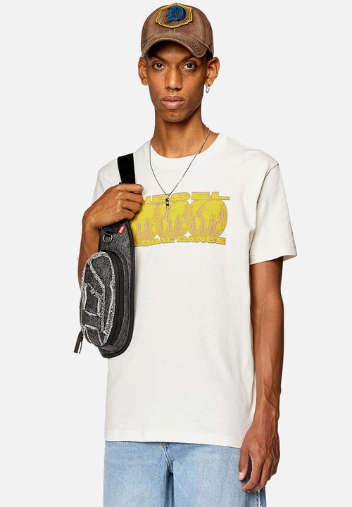 Diesel  - T-diegor-L10 T-shirt - White with yellow graphic