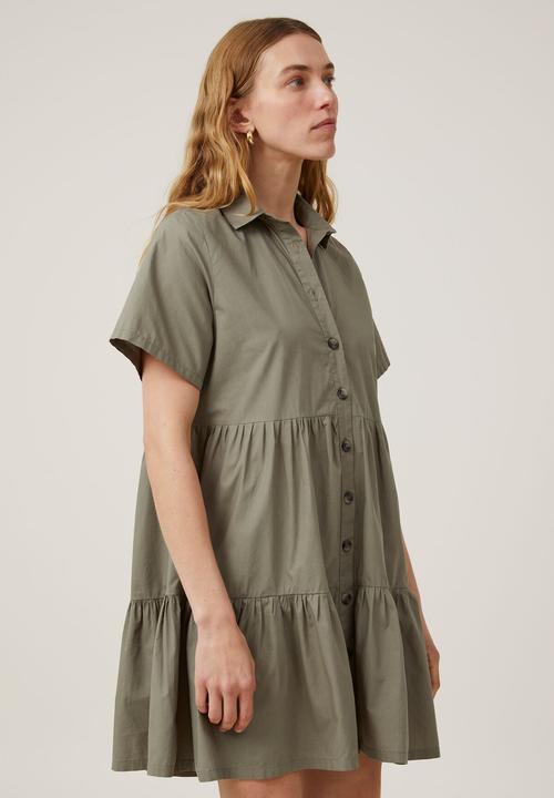 Cotton On - Noah Mini Shirt Dress - Khaki