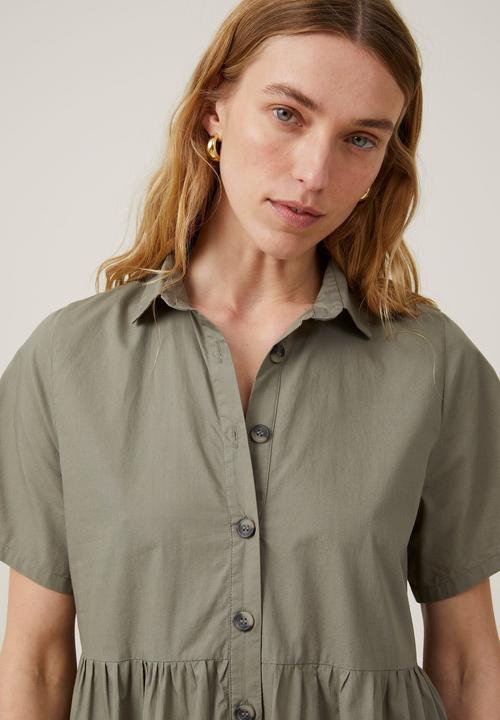 Cotton On - Noah Mini Shirt Dress - Khaki