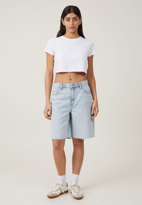 Cotton On - Super Baggy Denim Jort - Palm Blue