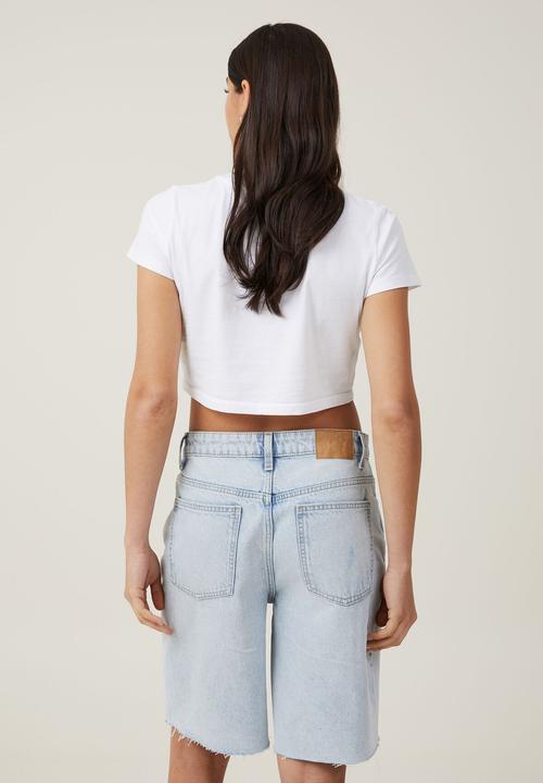 Cotton On - Super Baggy Denim Jort - Palm Blue