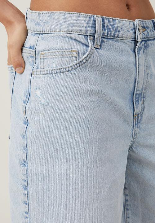 Cotton On - Super Baggy Denim Jort - Palm Blue