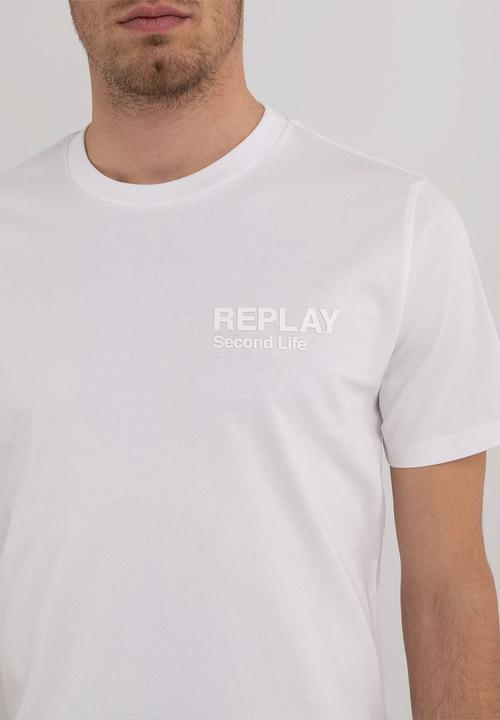 Replay - Piede dyed organic cotton jersey - chalk 