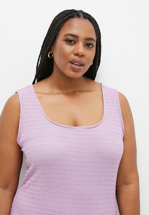 Me&B - Plus Bubble knit stretch dress - lilac