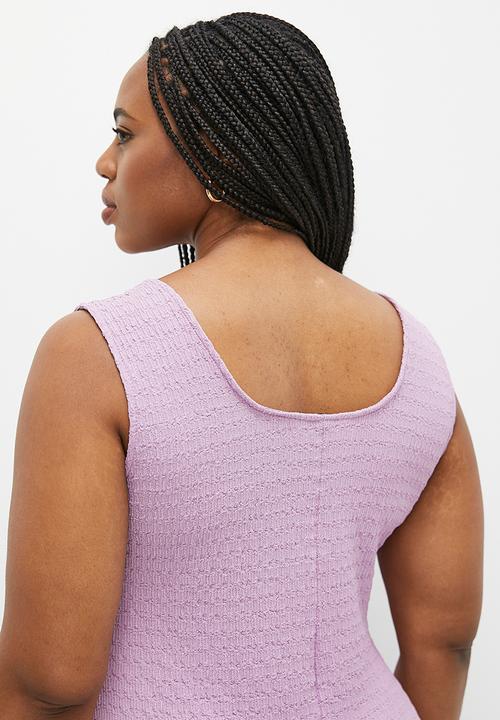 Me&B - Plus Bubble knit stretch dress - lilac