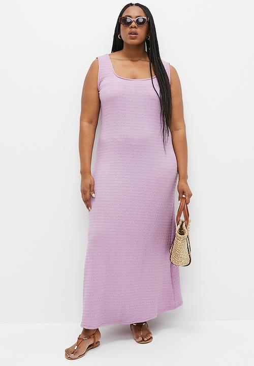 Me&B - Plus Bubble knit stretch dress - lilac