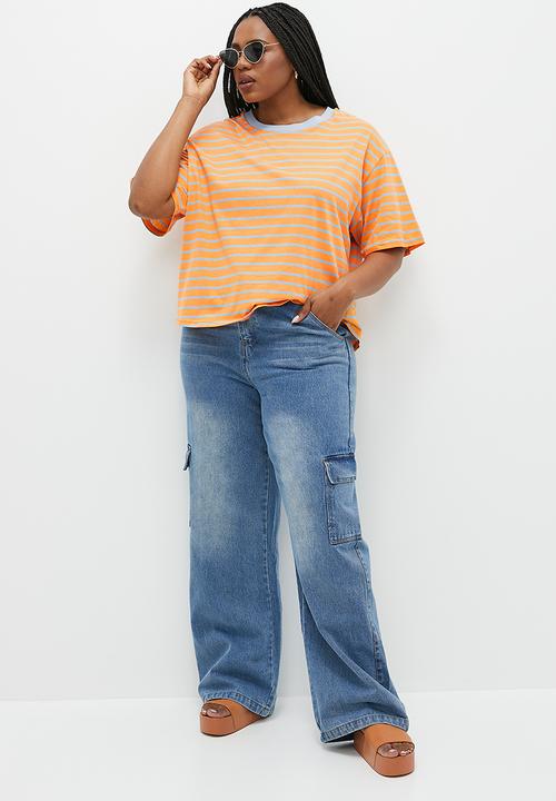 Me&B - Plus Stripe tee - mango stripe