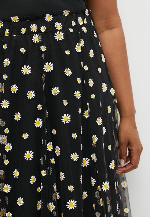 Me&B - Plus The Tulle Daisy Skirt  - Black Daisy