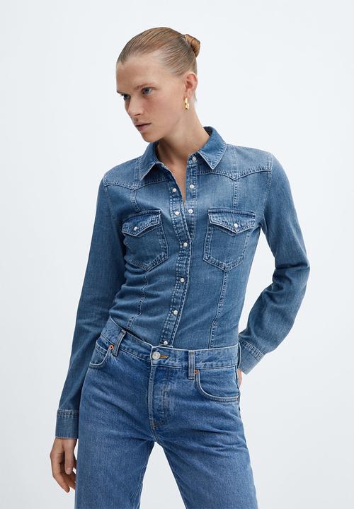 MANGO - Shirt jordan - open blue