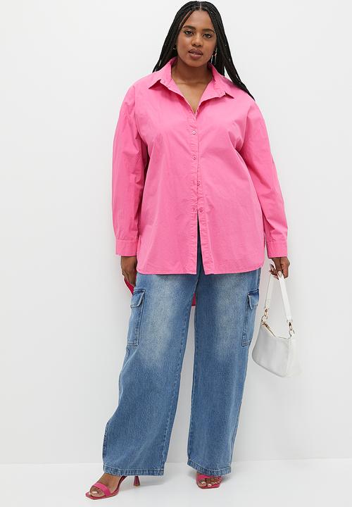 Me&B - Plus Denim Wide Leg Cargo Jeans - Denim