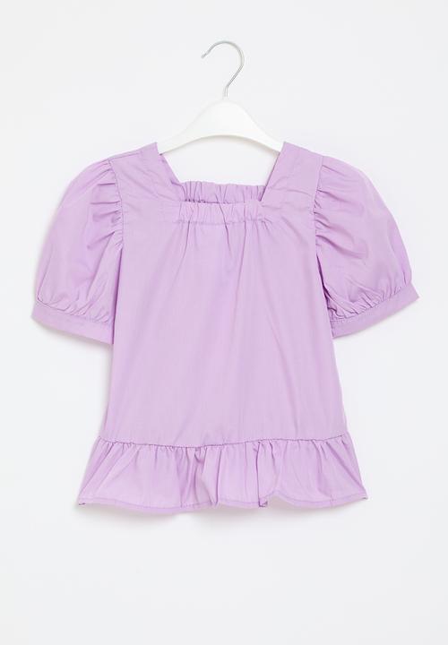 Pop Candy - Frilled hem top - purple