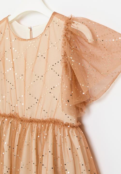 Pop Candy - Tulle dress - tan & milk with silver sequence